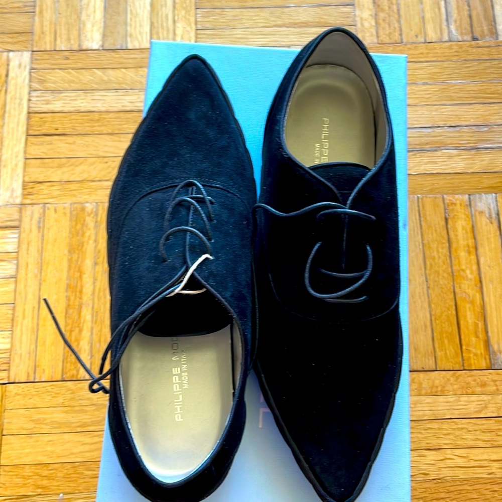 Philippe Model suede & satin trim lace-up shoes EU39 new in box